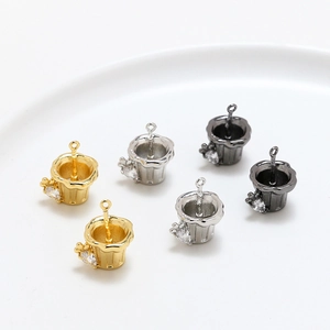 Pendentifs de Plantes en Pot en Cuivre Plaqué Or Zircon Accessoires de Bijoux DIY pour Boucles d'Oreilles Collier