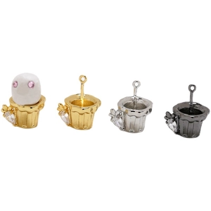 Pendentifs bijoux cupcake en or et argent avec strass en cœur et anneaux de suspension