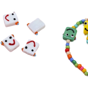 Bunte Roboter Glasperlen mit Smiley für DIY handgefertigte Halsketten und Schmuck
