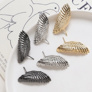 Accessoires de Bijouterie Baroque Aile de Plume Cuivre Plaqué Or DIY Accessoires de Boucles d'Oreilles pour Femmes