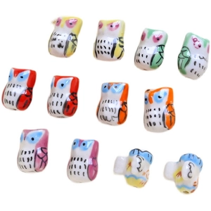 Handmade owl ceramic beads in various colors for DIY necklaces and bracelet jewelry making