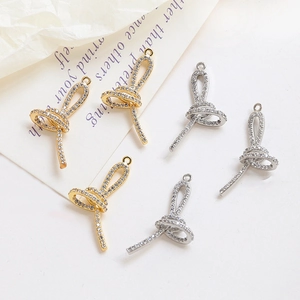 Funkelnder Zirkonia-Bogen-Anhänger in Gold und Silber für DIY-Schmuckherstellung