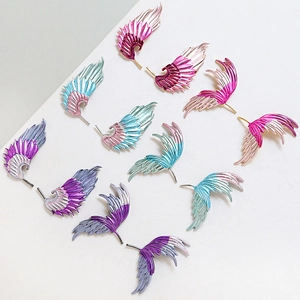 Copper Gold Plated Enamel Feather Wing Charms For DIY Earrings Necklace Handmade Jewelry Accessories Dreamy Gradient Finding