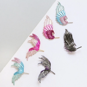 Copper gold-plated colorful feather wing charms for DIY jewelry making accessories