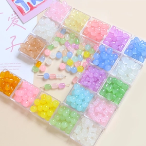 Lot de perles en verre pastel mat pour la création de bijoux DIY en boîtes