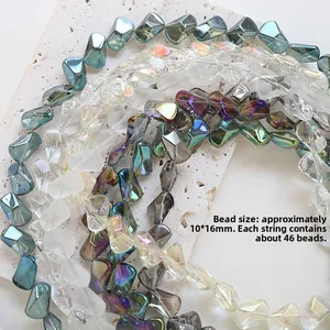 Macro shot of 10x16mm colorful irregular crystal glass beads for jewelry making