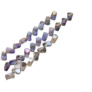 Irregular multifaceted crystal glass beads with AB iridescent coating for DIY jewelry making