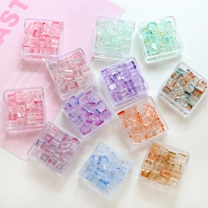 Cube Lampwork Glass Beads Bubble Design Straight Hole Spacer Beads DIY Jewelry Making Necklaces Earrings Accessories