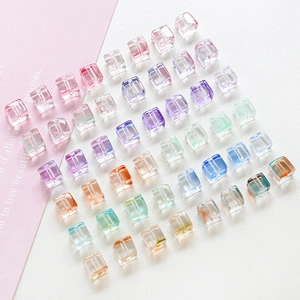 Vibrant translucent glass cube beads with gradient colors for DIY jewelry making