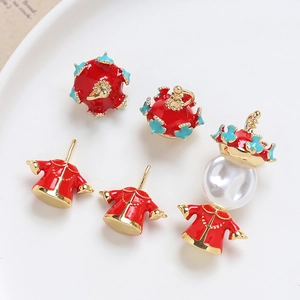 Pendentifs couronne de phénix de style chinois rouge et or pour la création de bijoux DIY