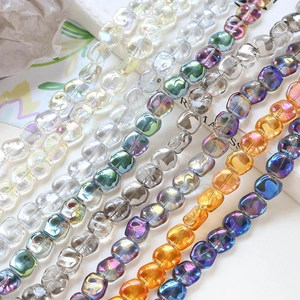 Iridescent Aurora Square Glass Beads AB Coating Irregular Loose Beads For DIY Jewelry Making Necklaces Earrings Accessories