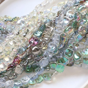 Iridescent square glass crystal beads for DIY jewelry making and necklace crafts