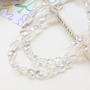 Irregular square iridescent glass beads for DIY necklaces with rainbow finish