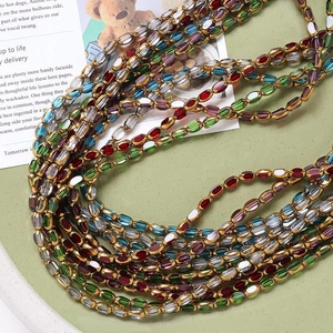 Multi-layer colorful faceted glass beads in olive shape for DIY jewelry making