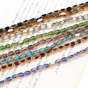 Close-up of colorful faceted glass rice beads for DIY vintage jewelry making