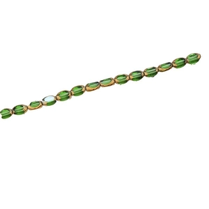 Faceted green crystal beads with gold spacers for DIY handmade jewelry crafts