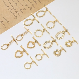 Fermoirs à Bascule en Cuivre Plaqué Or pour Bijoux DIY Boucle OT Vintage Connecteurs Marguerite Cœur Bambou pour Fabrication Collier Bracelet