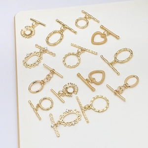 Fermoirs à bascule OT dorés motifs floraux pour création de colliers et bracelets
