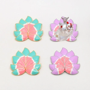 Baroque Nine-Tailed Fox Enamel Copper Gold Plated Charms For DIY Jewelry Making Lotus Leaf Pattern Japanese Fox Mask Pendant