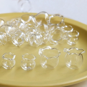 Mini jarrón de cristal para pecera con bordes ondulados para decoración creativa y manualidades