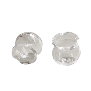 Par de peceras en miniatura de cristal transparente con diseño de borde ondulado