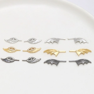Gold-plated wing and tail DIY jewelry accessories with zircon in three metallic colors