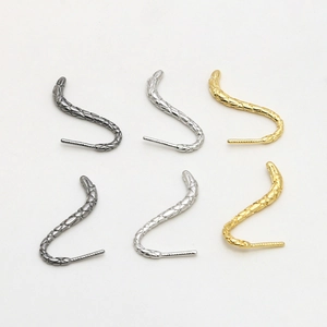 S-curve gold plated bat wing metal jewelry charms with snake scale texture in three colors