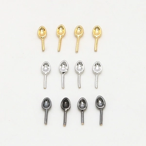 Pack of 12 miniature gold and silver metal spoon charms for jewelry making DIY