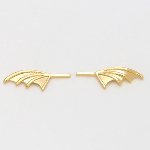 Detailed pair of gold-plated metal bat wings for DIY baroque jewelry making accessories