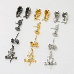 DIY Copper Electroplated Jewelry Findings Bow Rabbit Ear Trumpet Pendants With Rhinestones For Handmade Jewelry Making Accessories