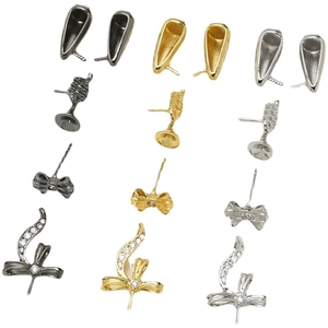 DIY jewelry making components including bowknot and textured metal findings in three colors