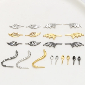 Copper Gold Plated DIY Jewelry Findings Accessories Bat Angel Wings Animal Tail Ears Components For Handmade Craft Rhinestone Parts
