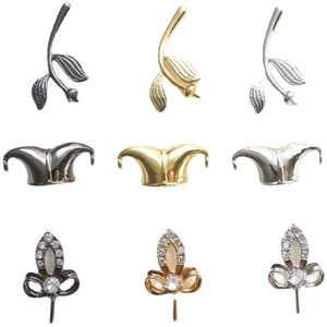 Baroque style branch and crown pearl pendant settings in gold, silver and gun black