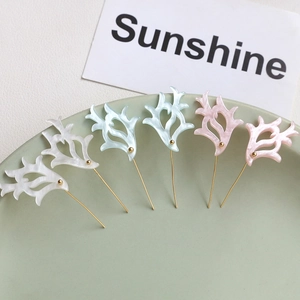 Handmade pearlescent acetate antler pins with pearls for DIY jewelry making
