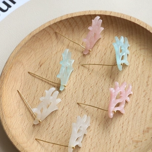 Pastel coral-shaped acetate earring charms in pink blue and cream for DIY jewelry