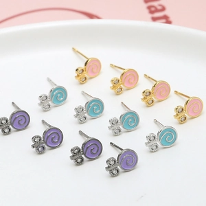 Pendentifs sucettes en émail rose, bleu et violet dorés pour la création de bijoux DIY