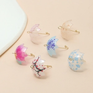 Mini umbrella pendants set with floral patterns for DIY jewelry and baroque pearl scepters
