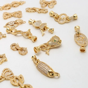 Fermoirs bascule léopard plaqués or avec zircons pour la création de bijoux DIY