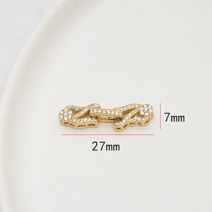 Fermoir OT léopard doré avec zircons, longueur 27mm, pour la création de bijoux DIY