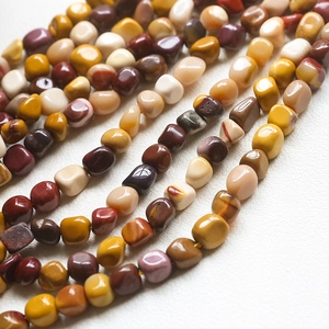 Natural irregular Mookaite stone beads for DIY jewelry making in warm earthy tones