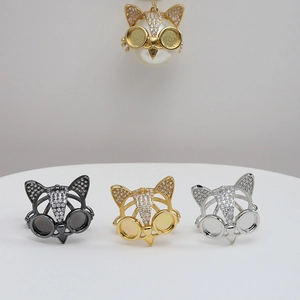 Colgante casco de gato barroco con circonitas para joyería DIY oro plata negro