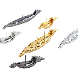 Gouden en zilveren drakenboot hanger basis voor barokke parel sieraden maken