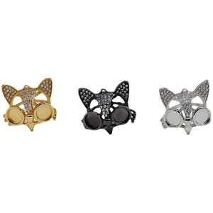 Lot de breloques tête de renard avec cristaux en or, argent et noir pour création de bijoux