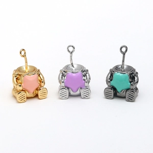 DIY Astronaut Shape Alloy Pendant Charm Enamel Space Theme Mini Astronaut Body Accessory For Necklace Jewelry Making