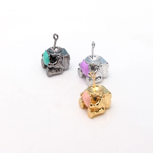 Astronaut pendants in gold and silver plating with colorful enamel visors for DIY jewelry