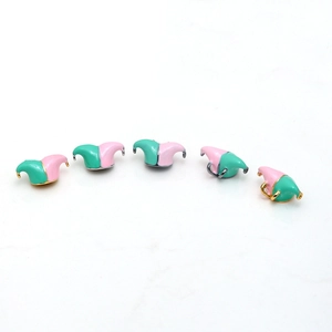 DIY colorful clown hat enamel charms in mint green and pink for jewelry making