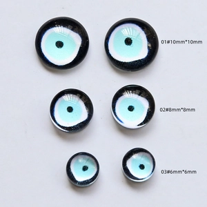 Flat round evil eye glass cabochons in 6mm, 8mm, and 10mm sizes for DIY jewelry making