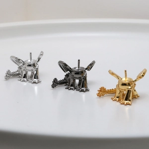 Supports de bijoux dragon détaillés en or, argent et noir pour sertissage de perles DIY