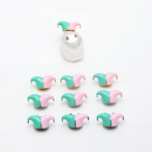 Handmade DIY Jester Hat Charms Bi-Color Enamel Copper Gold Plated Jewelry Making Pendants For Earrings Necklace Bracelet