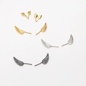 Detailed view of copper gold-plated angel and demon wings DIY jewelry accessories